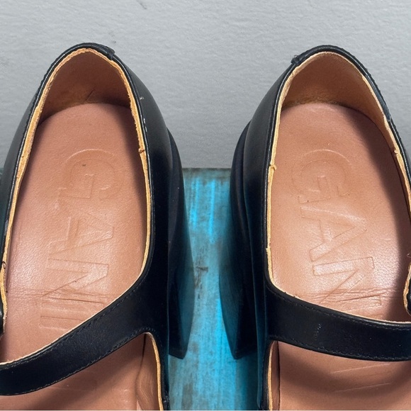 Ganni Embellished Leather Mary Jane Pumps Square Toe Chunky Size 38 = Size 8 - Picture 4 of 15